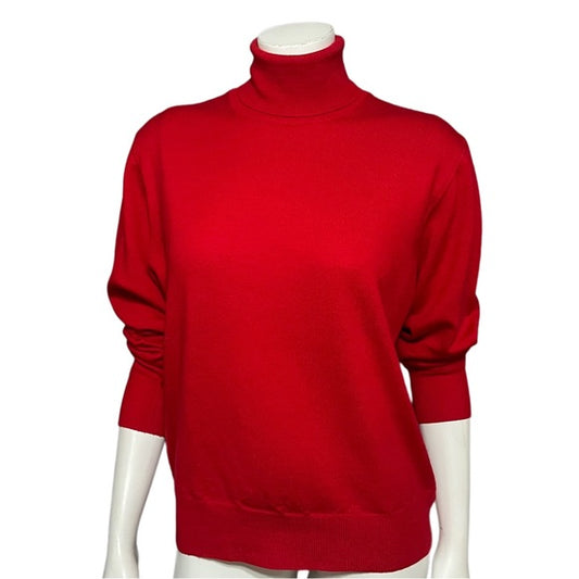 Country Shop Cherry Red 100% Pure Wool Turtleneck (Italy) Sweater Sz-Medium