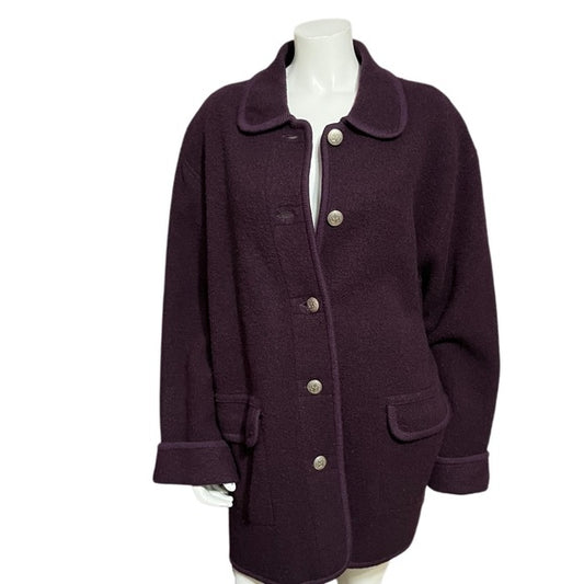 Talbots 100% Wool Unlined Purple Coat Sz-Medium