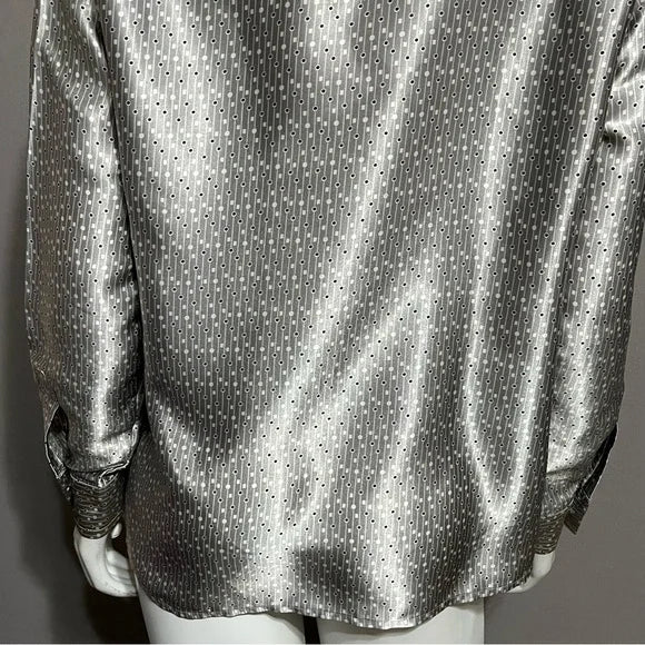 Vintage Kathie Lee Silver Dots Blouse Sz-Medium