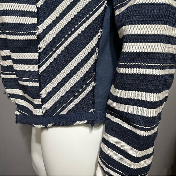 Lane Bryant Blue | Cream Striped Cotton Blazer Sz-20