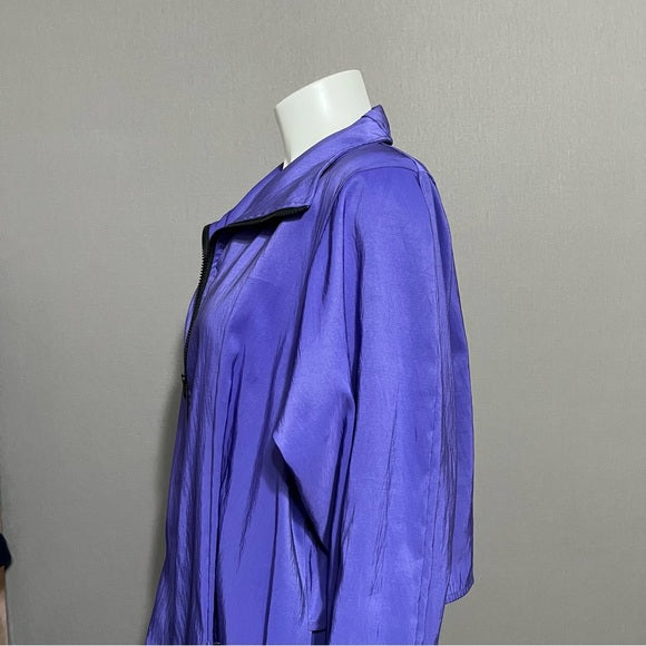 Maralyce Ferree Purple Nylon Zip Front Rain Jacket Sz-Large