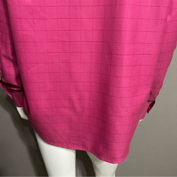 Talbots 100% Cotton Checkered Print Pink Shirt Sz-14