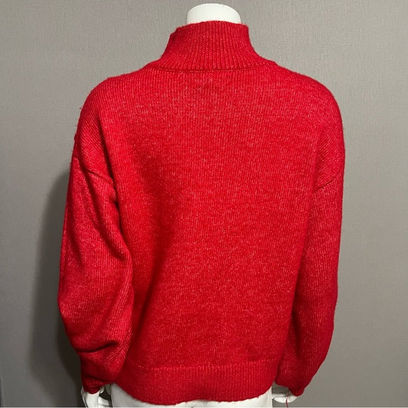 Nine West Tomato Red Popcorn Crew Neck Sweater Sz-Small