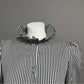 Vintage Blouseworks Black White Striped Pleated Collar Sz- Small/Medium