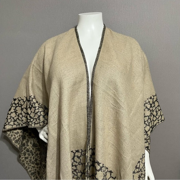 Croft & Barrow Acrylic Reversible Neutral Animal Print Shawl Sz-One Size