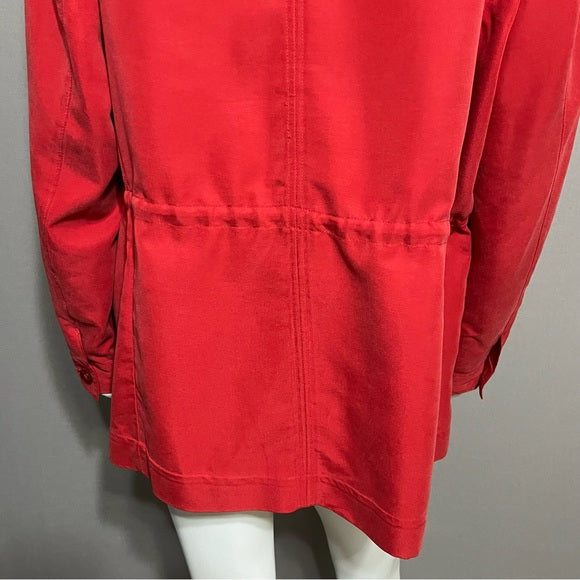 Chico’s Tomato Red Modal Lightweight Rain Safari Jacket Sz-1X