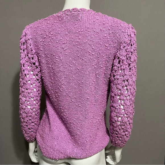 Vintage LeRoy Lavender Crochet Knit Sleeve With Beading Sz-Medium