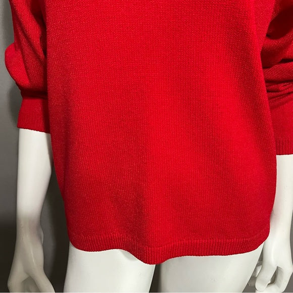 St. John Red Santana Knit Long Sleeve Sweater Sz-Medium