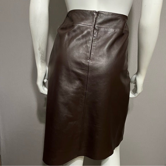 Shin Choi Chocolate Brown Leather Pencil Skirt Size-M/L