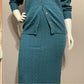 Lady Leighton Teal 100% Lambswool 2 Pc Skirt Set Sz-Medium/Large