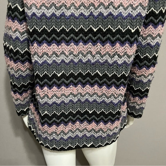 Vintage Lady Blair Pink/Gray/Black Zig Zag Cardigan Sz-Medium