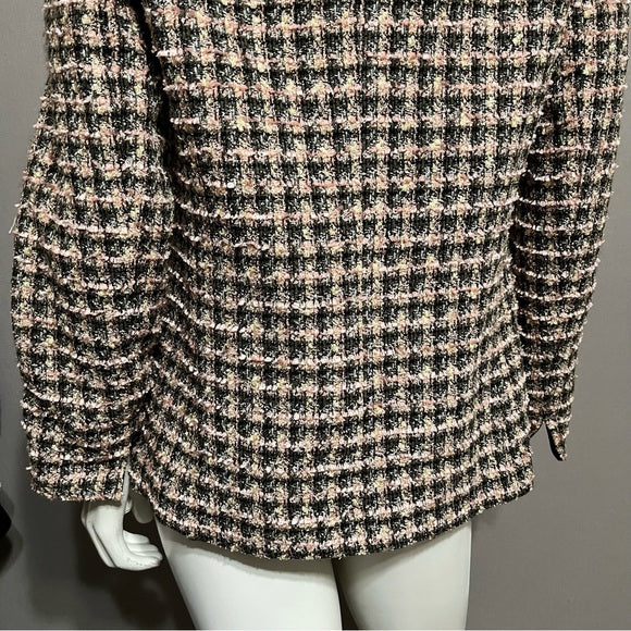 Studio 1 Plaid Tweed Pink & Black Open Blazer Sz-8