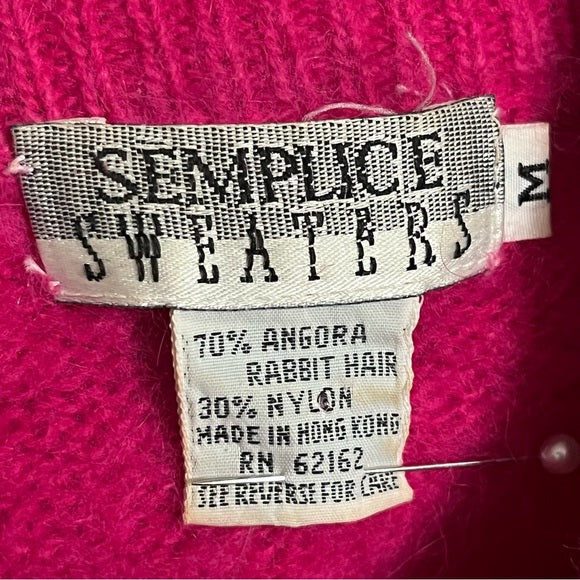 Vintage Semplice Angora | Rabbit Hair Pink Sweater Sz-Med/Large