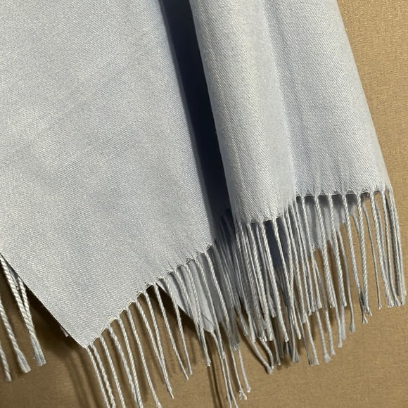 Light Blue Soft Scarf With Fringe