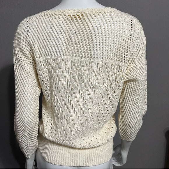 Vintage It’s Pure Gould Cream Knit Sweater Sz-Small