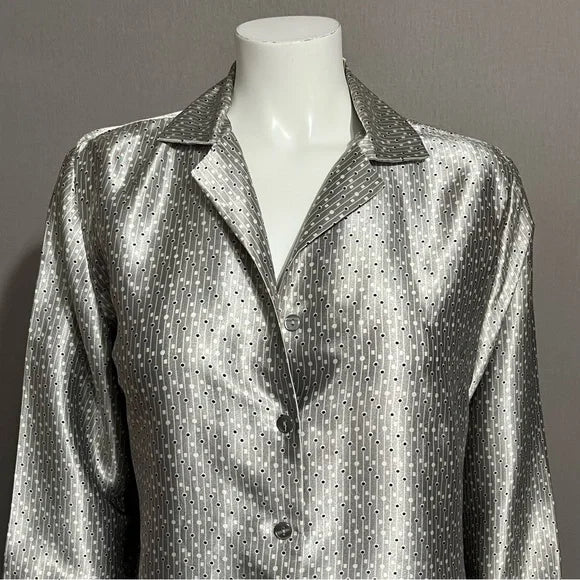 Vintage Kathie Lee Silver Dots Blouse Sz-Medium