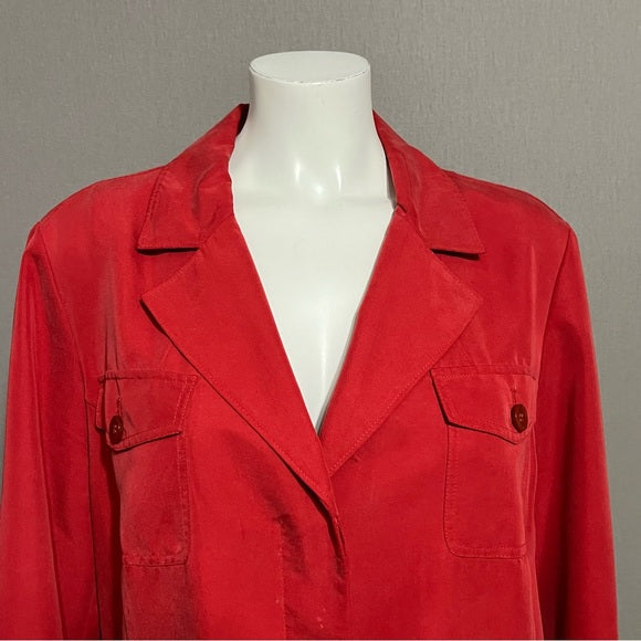 Chico’s Tomato Red Modal Lightweight Rain Safari Jacket Sz-1X