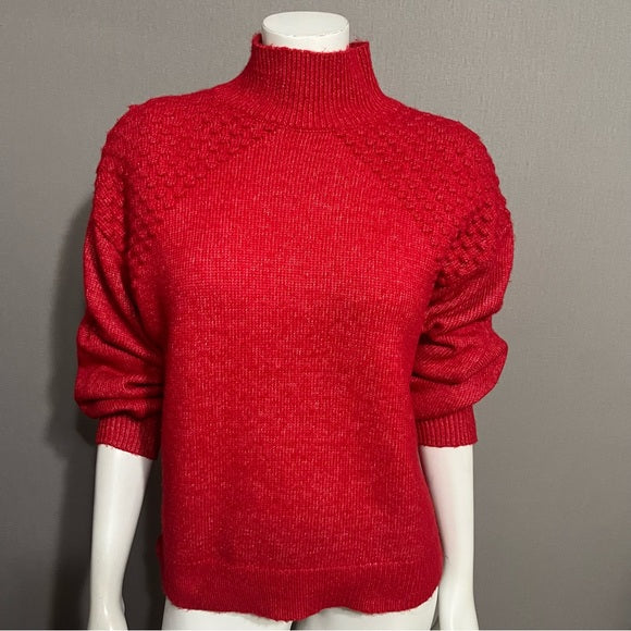 Nine West Tomato Red Popcorn Crew Neck Sweater Sz-Small