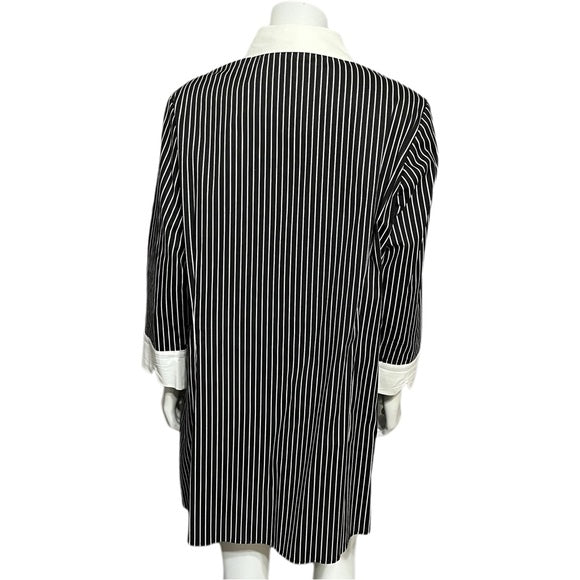 Chelsea Studio Black Striped Cotton Button Front Shirt Sz-Large