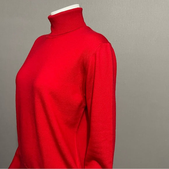 Country Shop Cherry Red 100% Pure Wool Turtleneck (Italy) Sweater Sz-Medium