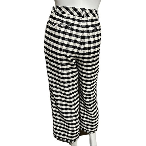 Brooks Brothers Gingham Black | White Cotton Blend Pants Sz-4