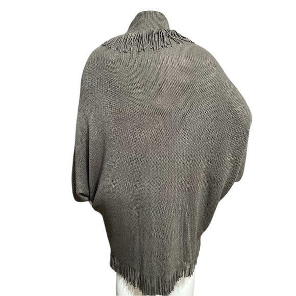 Marvelush Fringed Taupe Open Cardigan -Plus Size (One Size)