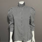 Vintage Blouseworks Black White Striped Pleated Collar Sz- Small/Medium