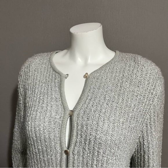 Objectives Gray Boucle Acrylic Button Front Cardigan Sz-Large