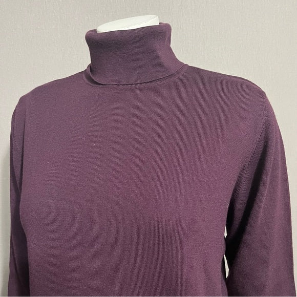 Studio 121 Purple 100% Merino Wool Turtleneck Sweater Sz-Large