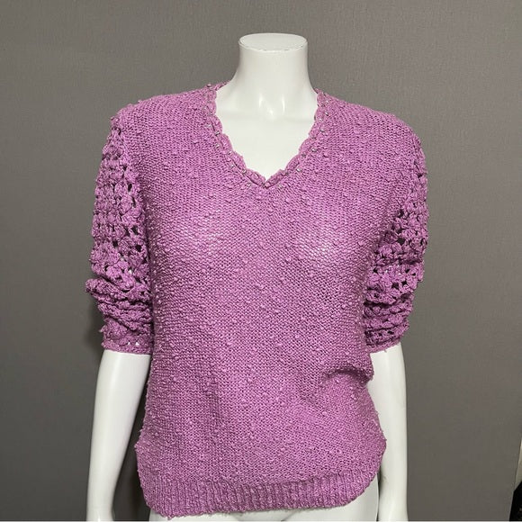 Vintage LeRoy Lavender Crochet Knit Sleeve With Beading Sz-Medium