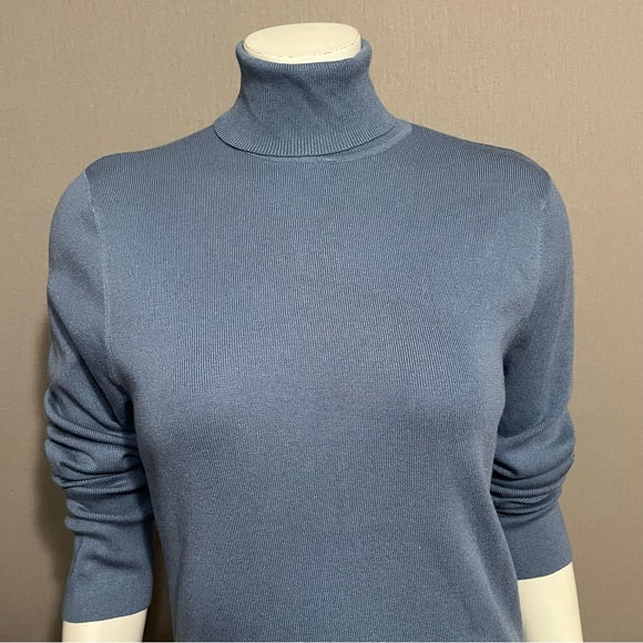 Chico’s Light Blue Rayon Blend Turtleneck Sweater Sz-Medium