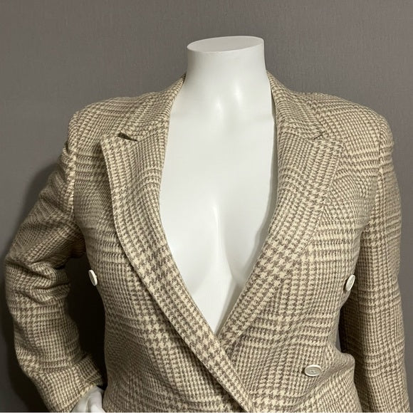 Austin Reed Wool Blend Tan Houndstooth Unisex Blazer Sz-XL