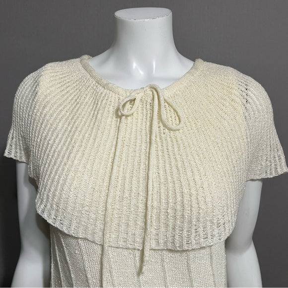 Vintage Joyce Cream Sleeveless Overlay Collar Sz-Small