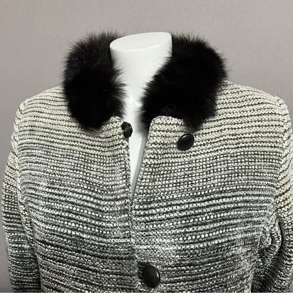 Jinx Striped With Fox Fur Collar