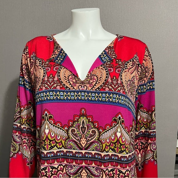 Laundry by Shelli Segal Multicolored Paisley Knit Tunic Dress Sz-14