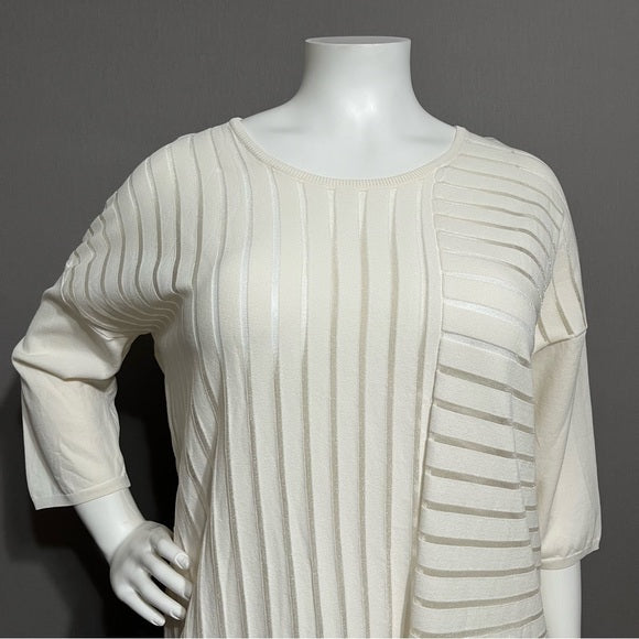 Wynne Layers White Stripe Sweater Sz-XL