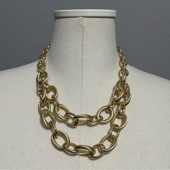 Talbots Gold Double Chain Necklace One Size