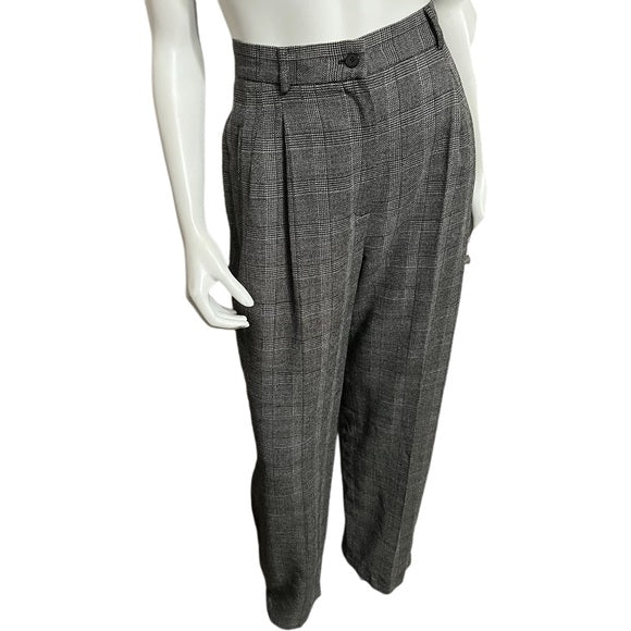 Casual Corner Black Plaid High Waisted Pants Sz-10