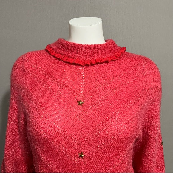 Vintage Pullover Turtleneck Strawberry With Star Embellishment Sweater Sz-Med