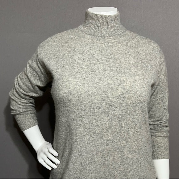 Liz Claiborne Gray Lambswool & Rabbit Hair Mock Neck Oversized Sweater Sz-Medium