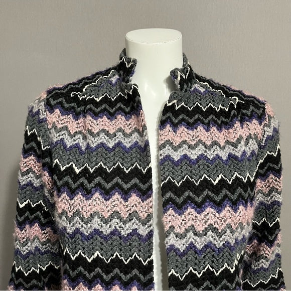 Vintage Lady Blair Pink/Gray/Black Zig Zag Cardigan Sz-Medium