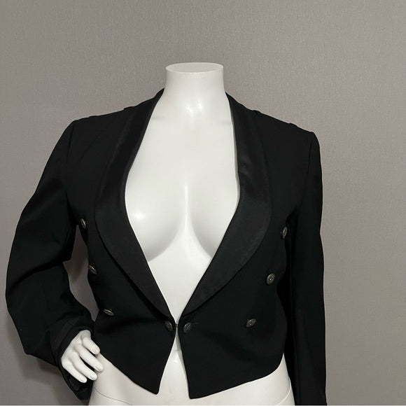 Vintage Black Tuxedo | Waiters Jacket Cropped Double Breasted Blazer Sz-XL