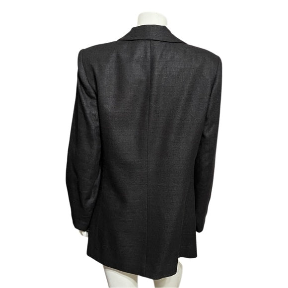 Vintage Hillary Charles 100% Silk Black One Button Blazer Sz-12