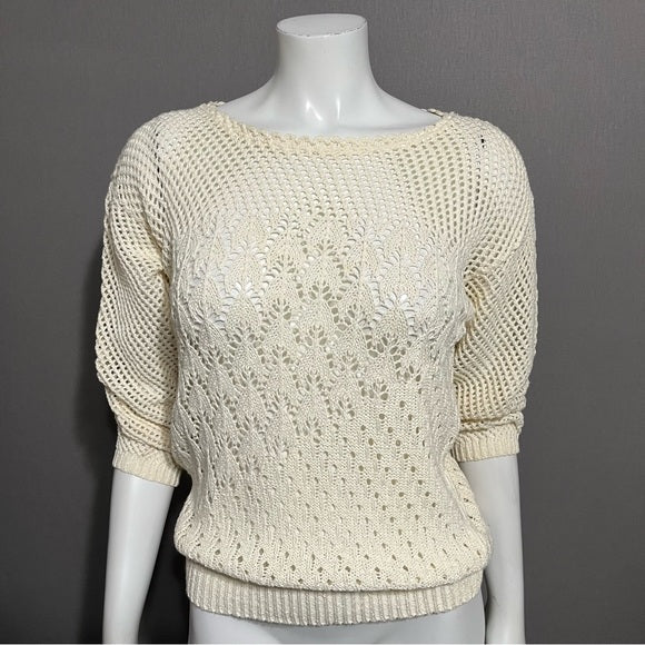 Vintage It’s Pure Gould Cream Knit Sweater Sz-Small