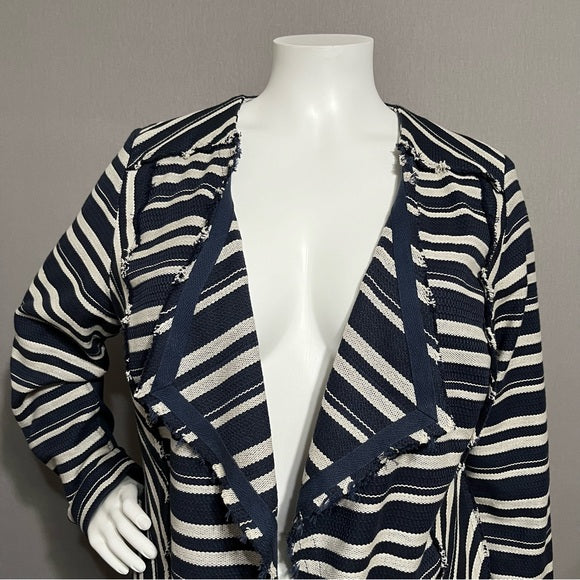 Lane Bryant Blue | Cream Striped Cotton Blazer Sz-20