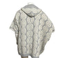 Aerie Gray & White Neutral Print Open Front Hooded Cardigan Sz-Lg/XL