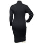 Adrianna Papell Black Ribbed Long Sleeve Sweater Midi Dress Sz-Large