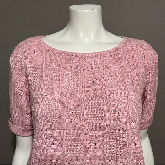 Vintage Keneth Too Acrylic With Silver Beads Crewneck Sweater Sz-Small