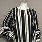 Alfani Stripe Blouse Black | Taupe Ruffle Sleeve Top Sz-3X