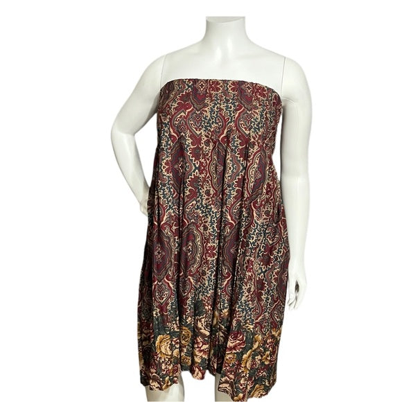 Talbots Rayon Multicolored Floral Paisley Print Pleated Midi Skirt Sz-Large